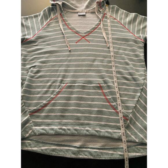 COLUMBIA PFG Green/White Stripe Soft Baja Hoodie Womens sz XL - Picture 8 of 9